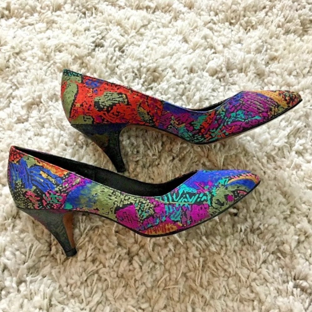 Life Stride 80s 90s hip printed pumps heels 7.5